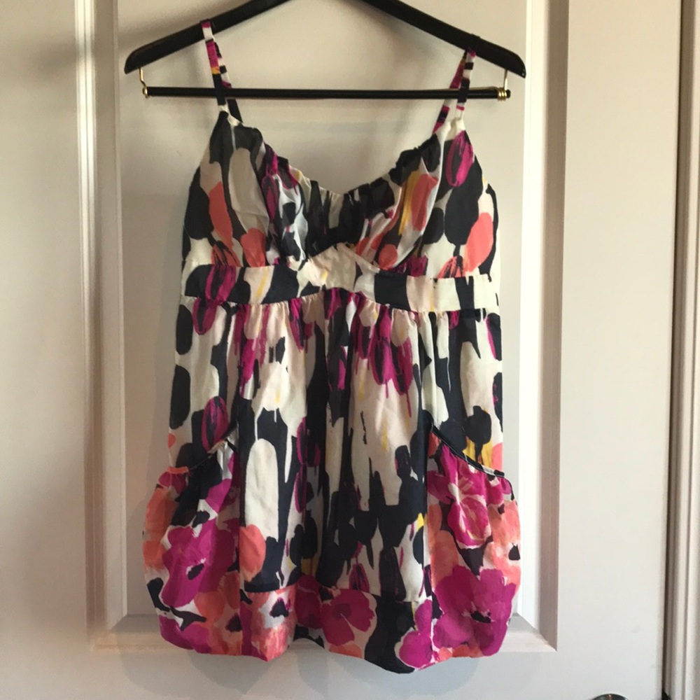 Abstract floral spaghetti strap top.